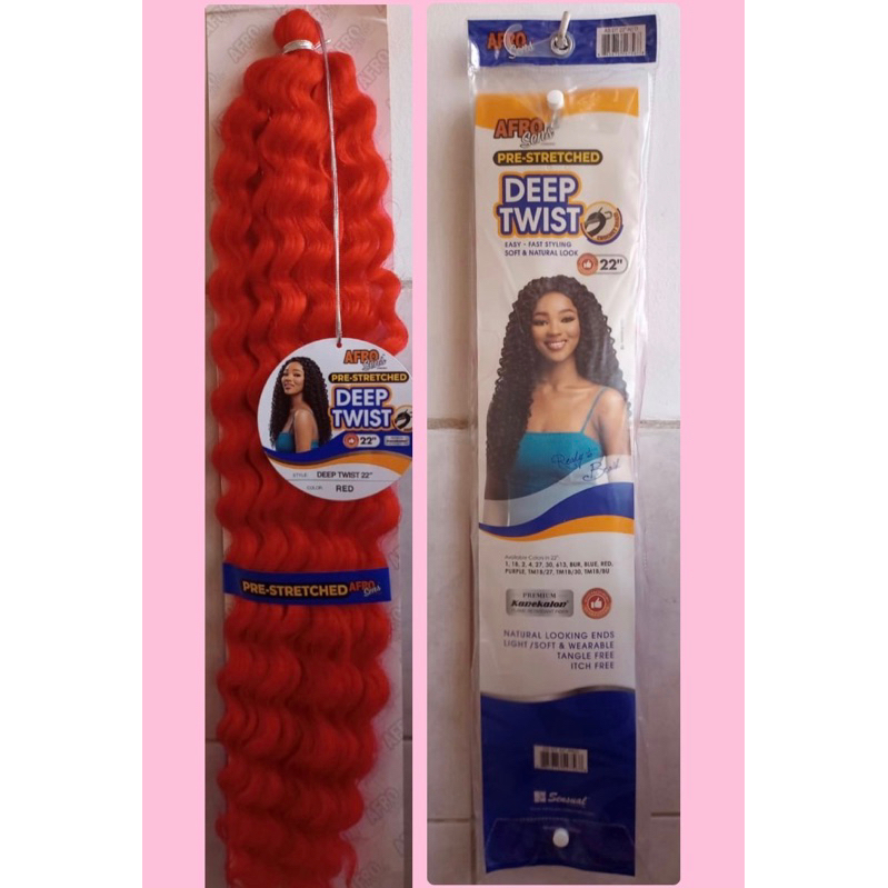 Deep Twist VERMELHO - ondulado para Crochet Braids
