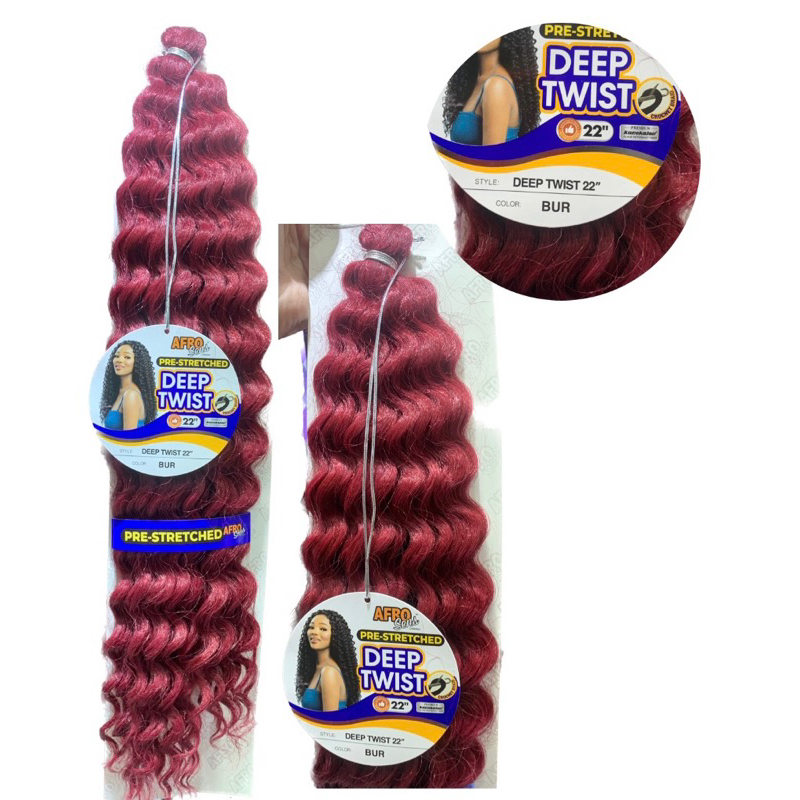 Deep Twist VERMELHO MARSALA - ondulado para Crochet Braids