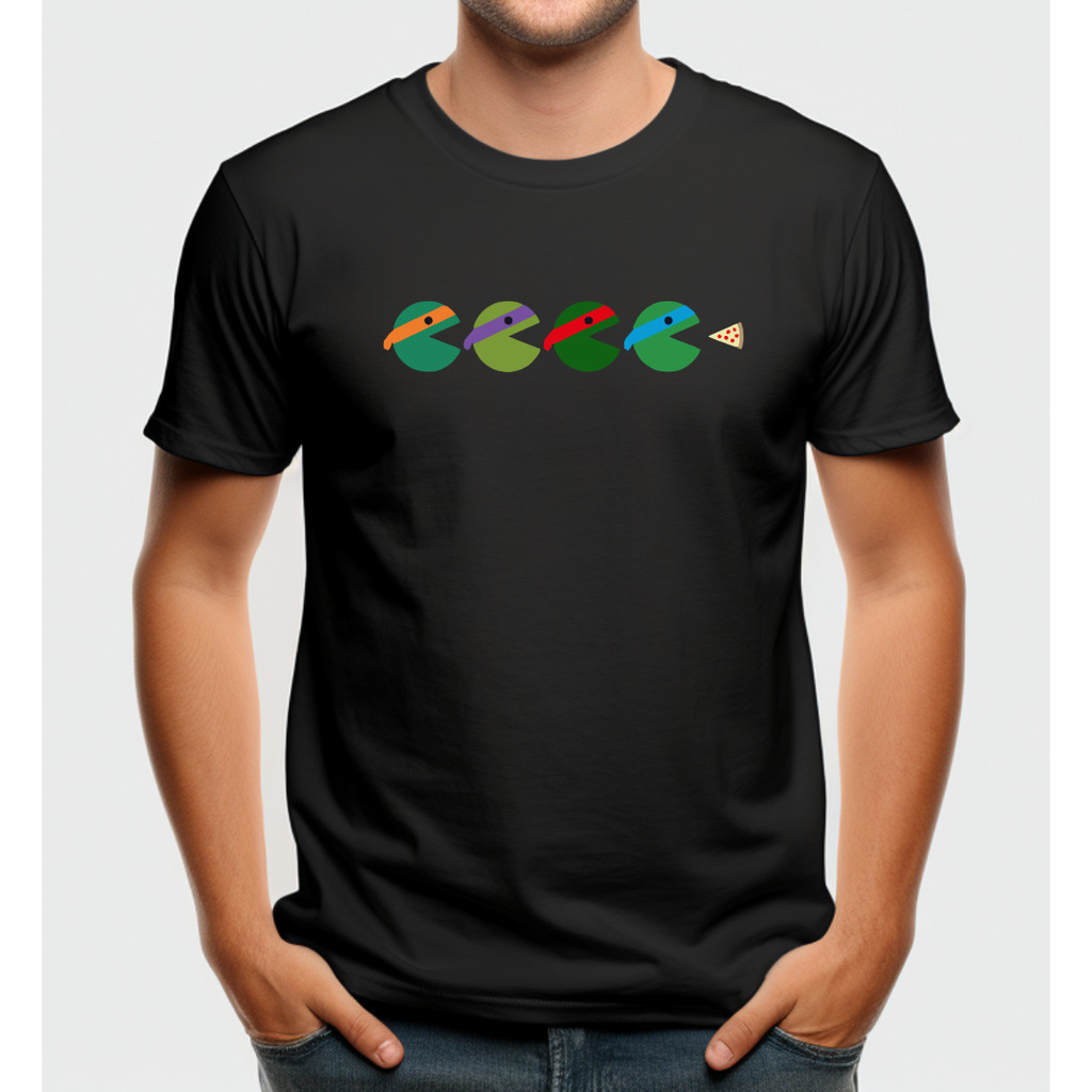 Camiseta Tartarugas Ninja Pac Man Pizza Retrô Gamer