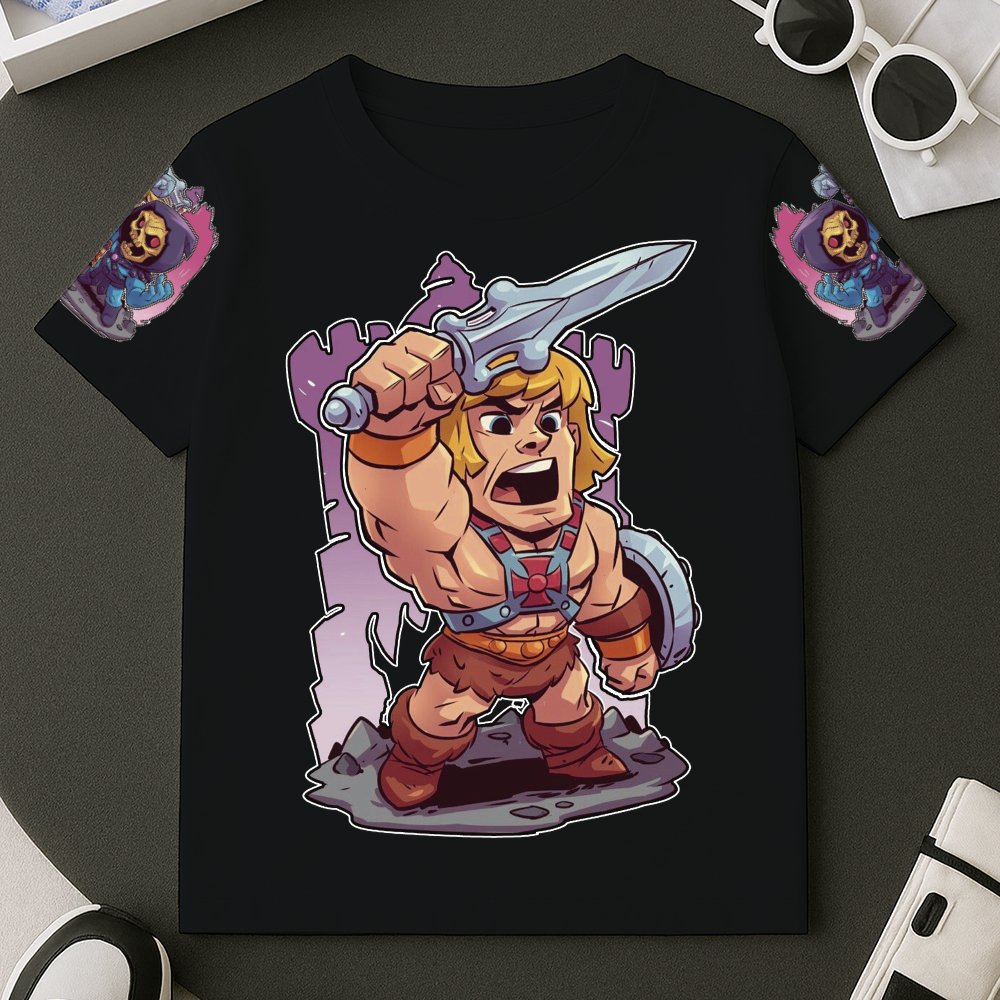 Camiseta Estampada He-Man Espada T-shirt Blusa 100% Algodão Premium Masculino Do Tamanho 2 ao GG