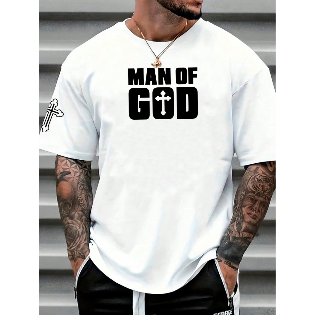 Camiseta Streetwear Unissex 100% Algodão Unissex Estampada Man Of God Moda Gospel Camisa Premium