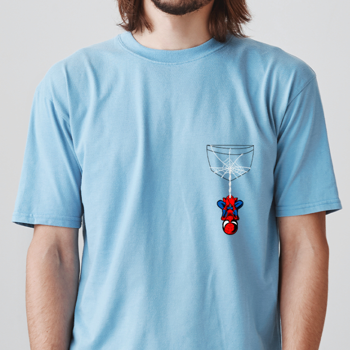 Camiseta Homem-Aranhha Spiider Man Bolso Unissex Algodão Desenho Filme Peterr Parkerr