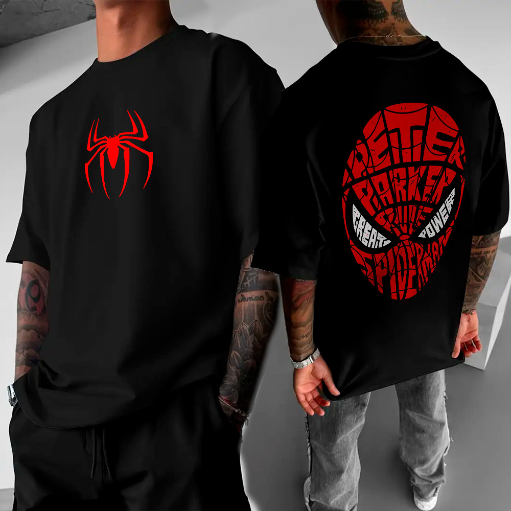 Camiseta Estampada Homem Aranha Máscara Face Spider Man City Herói Simbolo Streetwear Unissex Filme