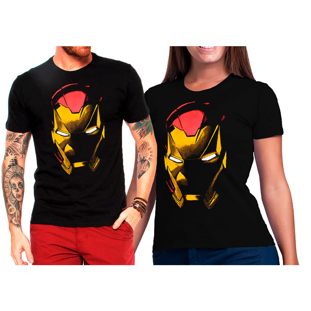 2 Camisa Casal camiseta Homem de ferro Iron Man 100% Algodão