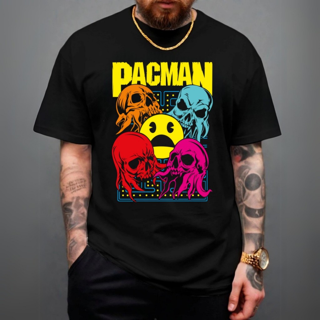 Camiseta T-shirt Oversized Pac Man Estampada Frente Grande Estilo Hype Personalizada DTF