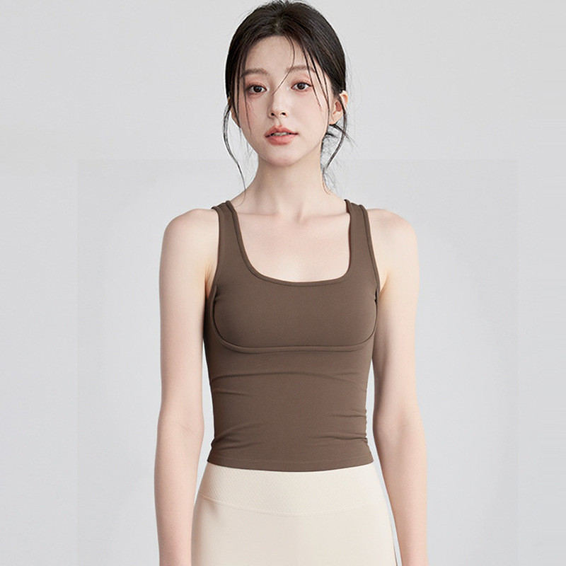 Mao's Fitness Sports Underwear Treinamento Ao Ar Livre Pilates Sutiã com Almofada no Peito Cor Sólida U-Neck Colete de C