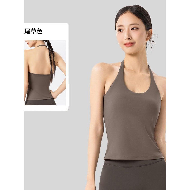 Halterneck u-Neck Yoga Colete Feminino Copo Fixo Nu Confortável Linda Costas Fitness Top Desgaste Exterior Todos @-