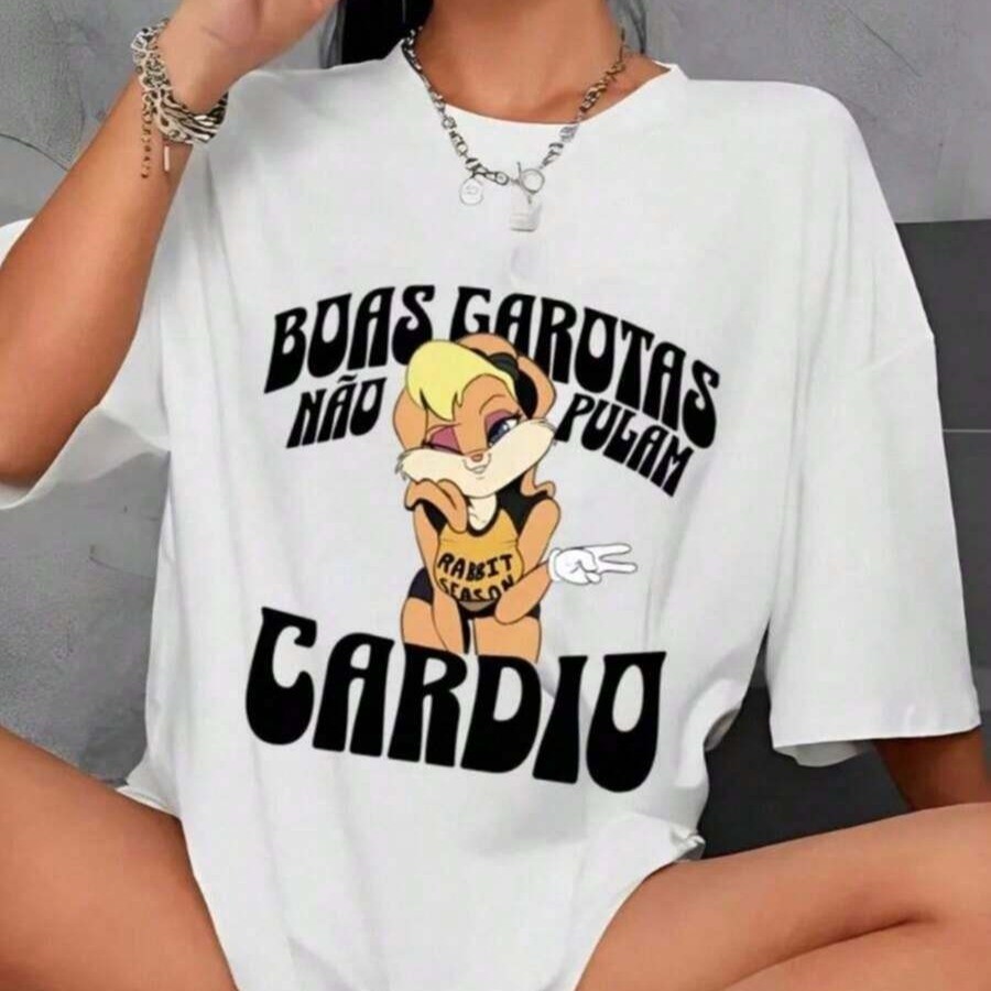 Camiseta Camisa Tshirt Feminina 100% Algodão Casual Treino Gym Fitness Academia Boas Girl