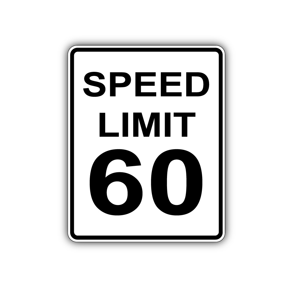 Placa Quadro Trânsito Speed Limit 60 - Decoração