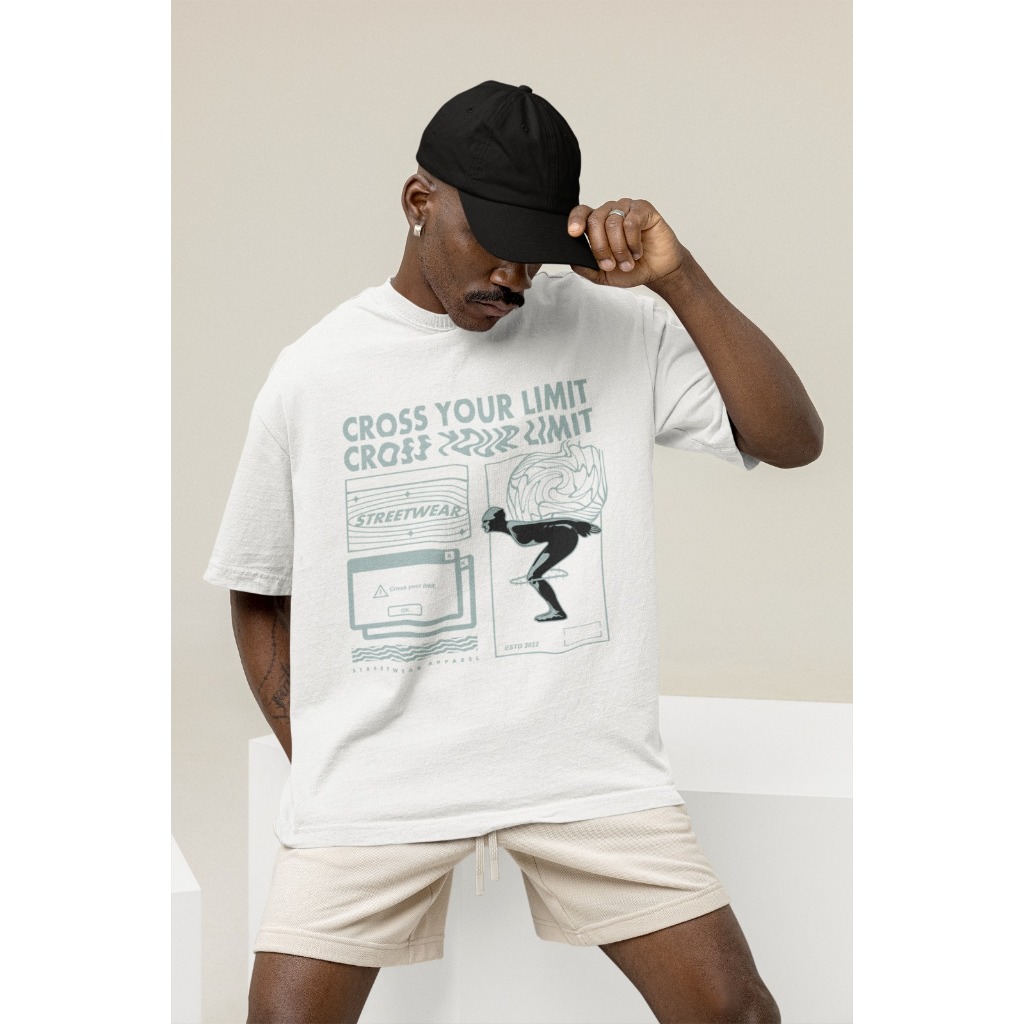 Camiseta Oversized Streetwear Cross Your  Limit 100% Algodão Fio 30.1 P ao G3 Grande