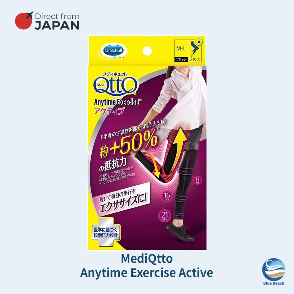 MediQtto Anytime Exercise Active/Legging de Compressao/Pressao Gradual Preta M-L e L-LL