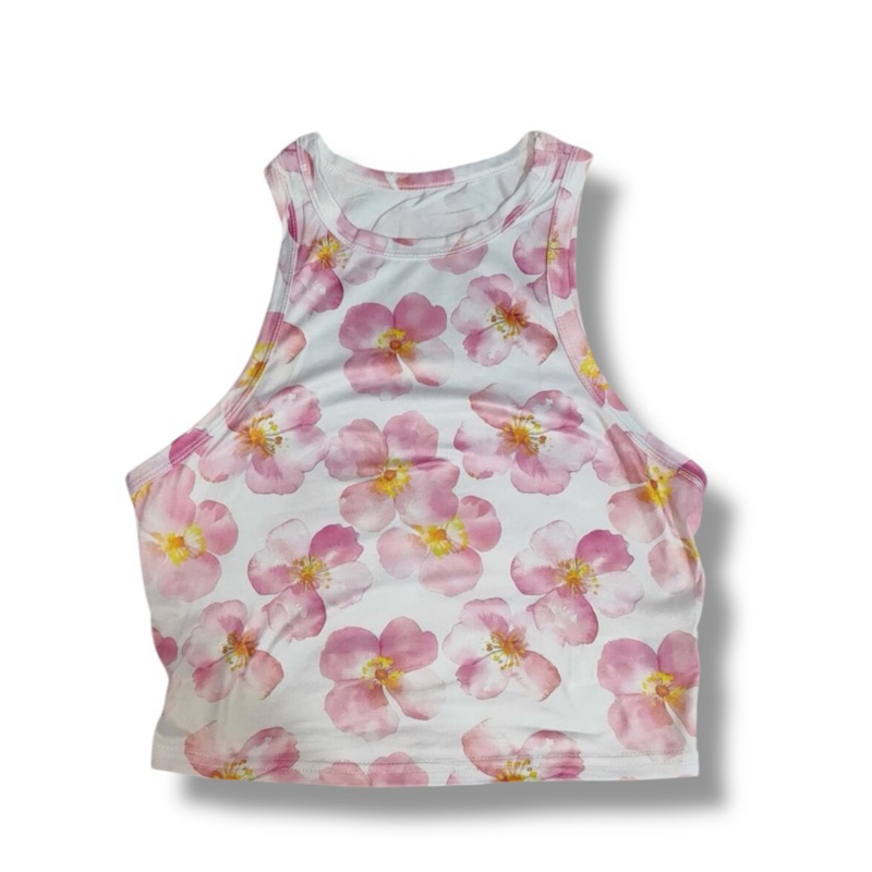 Regata Casual Simples de Cobertura Total com Estampa Floral Rosa, Decote Redondo, Vestido Justinho, Adequado