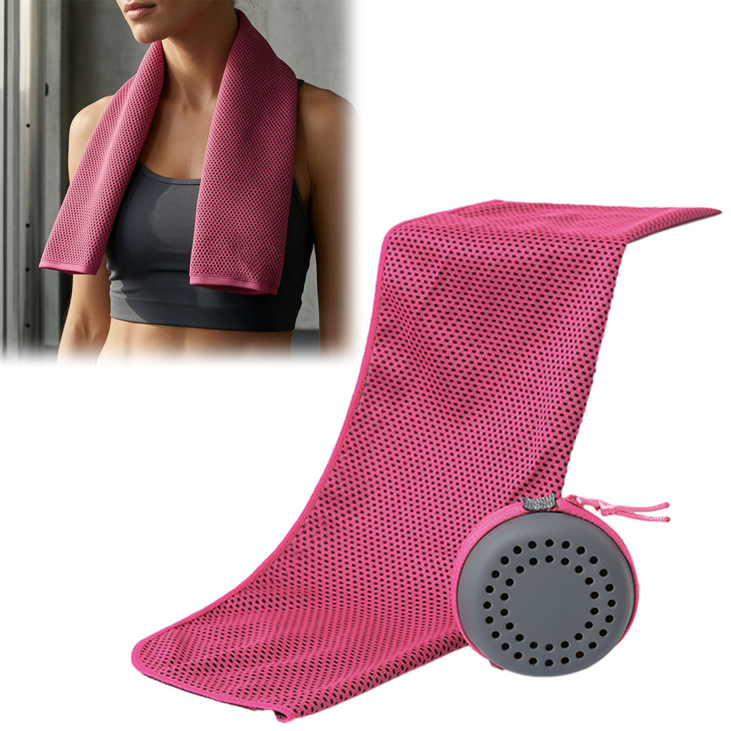 Towel with Round Carry Case – Portable Quick-dry Ice for Neck Face Yoga Gym Running Fitness Lightweight Reusable Sport