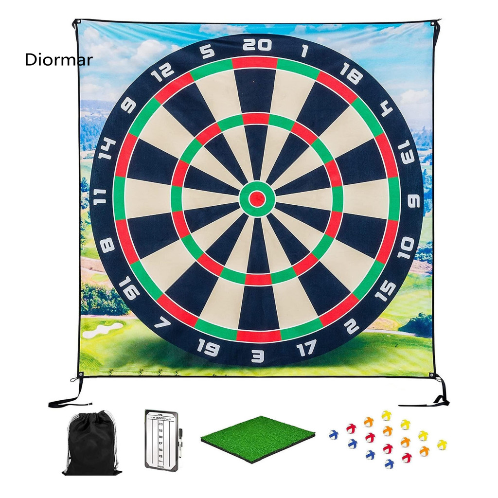Outdoor Golf Mat Game Set Chipping with 16 Balls 6 Spikes – Indoor Training Aid Score Dart Chip Fun Skills Practice fo