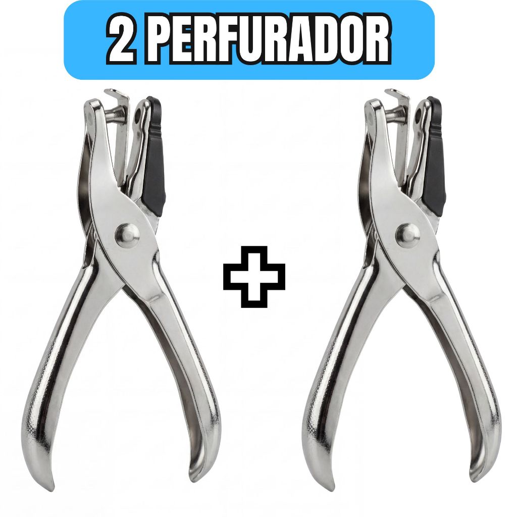 Perfurador de Papel Metal Furo Único 6mm⁠ Kit 2 Unidades