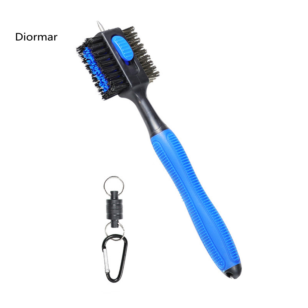 Golf Brush Club Cleaner with Retractable Spike Non-slip Handle Comfortable Grip Lightweight Tool for Easy Dirt Removal a