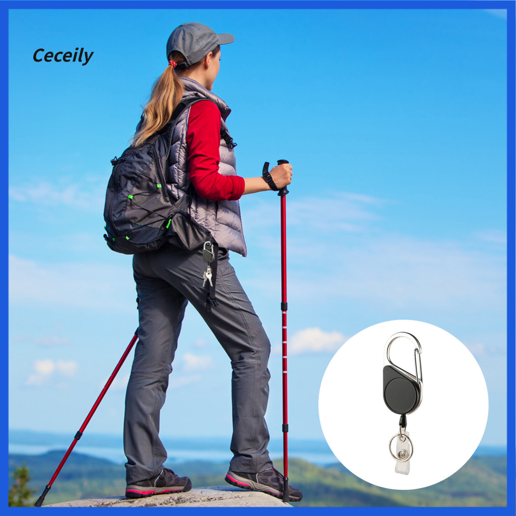 Carabiner Buckle Heavy Duty Retractable Keychain with – Lightweight Impact Resistant Tactical Key Ring Id Badge Reel f