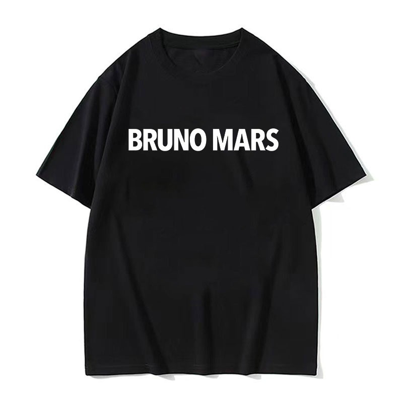 Bruno Mars Bold White Letter Print Camiseta Unissex 100 % Algodão O-Pescoço Manga Curta Casual Oversized Streetwear Tee