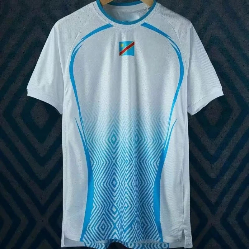 Nova Temporada Congo Blue Football Suit DR National T Shirt Camisetas Masculinas De Verão