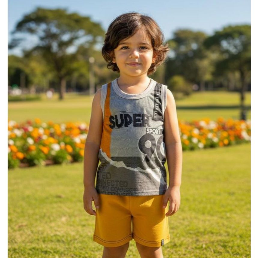 CONJUNTO INFANTIL 2PÇS MANGA CURTA ELIAN SUPER SPORT VERDE OU AMARELO