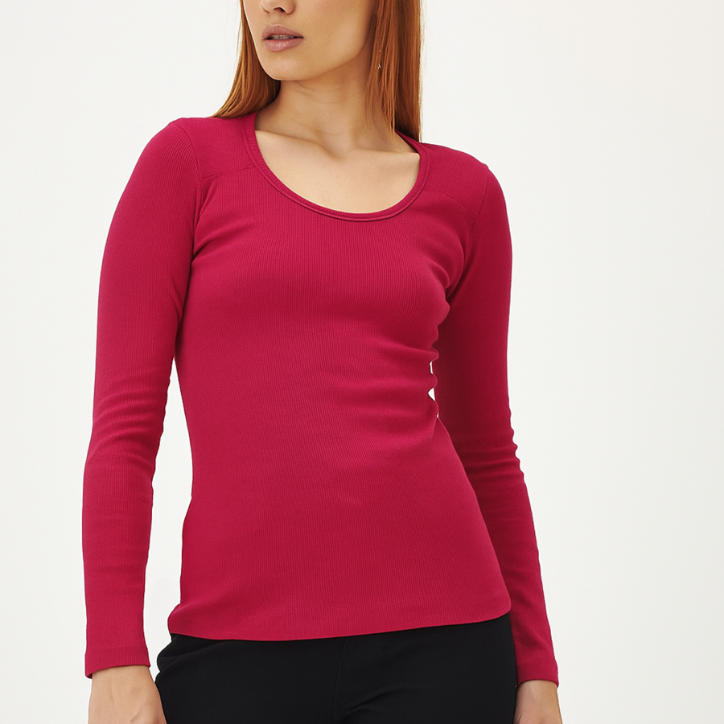 Blusa Manga Longa Lisa em Ribana Canelada KB334-A