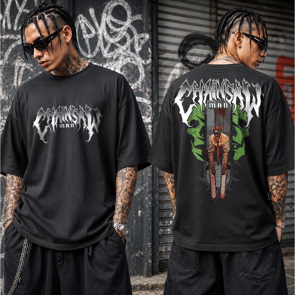Camiseta Basica e OVERSIZED Denji Pochita Skull Chainsaw Man Devil Safety Public Anime Metal Gym