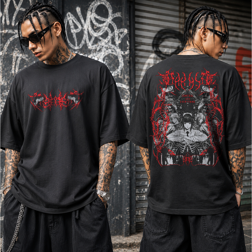Camiseta Makima Devil Control Over Everything Eyes Chainsaw Man Anime Gym Oversized e Basica Unissex