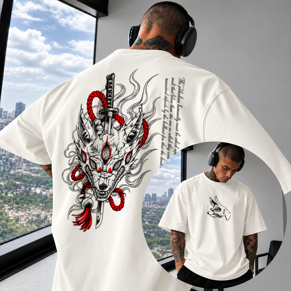Camiseta Oversized 100% Algodao Streetwear Para Treino Aki Hayakawa Kon Fox Devil Chainsaw Man Anime Gym