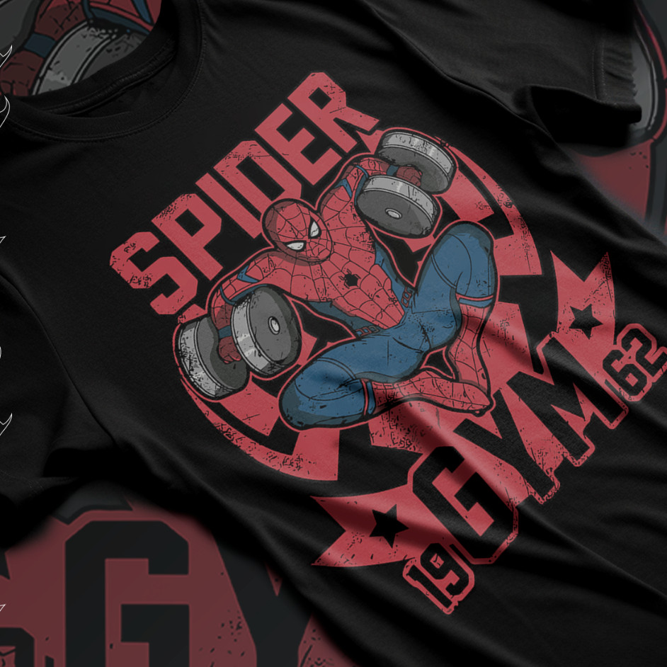 [Camiseta Premium em Algodão Puro]GXG Camiseta Basica Algodao Spider Man Homem Aranha Gym Academia Maromba