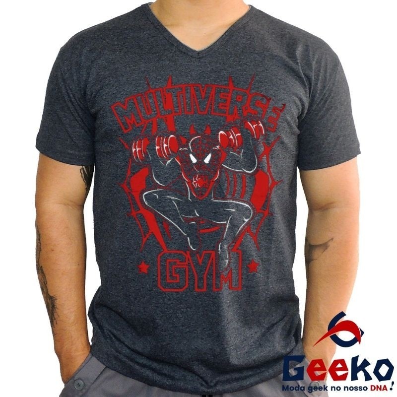 Camiseta Geek Homem-Aranha Multiverse Gym -  Spiderman - Homem Aranha Academia Fit Fitness All Geek
