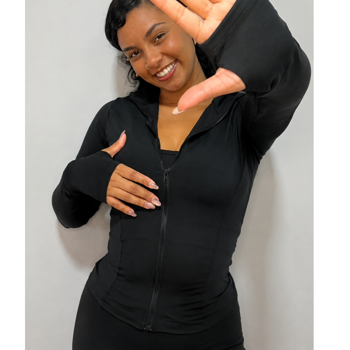 Jaqueta Fitness Feminina Premium Com Zíper Academia Corrida Yoga Modeladora Dry Fit Casaco Gola Alta Moda Rivais Fitness