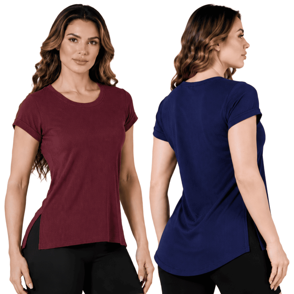 KIT 2 Blusas Feminina Dry Fit Fitness Manga Curta Academia Yoga Corrida Leve e Fresca Varias Cores