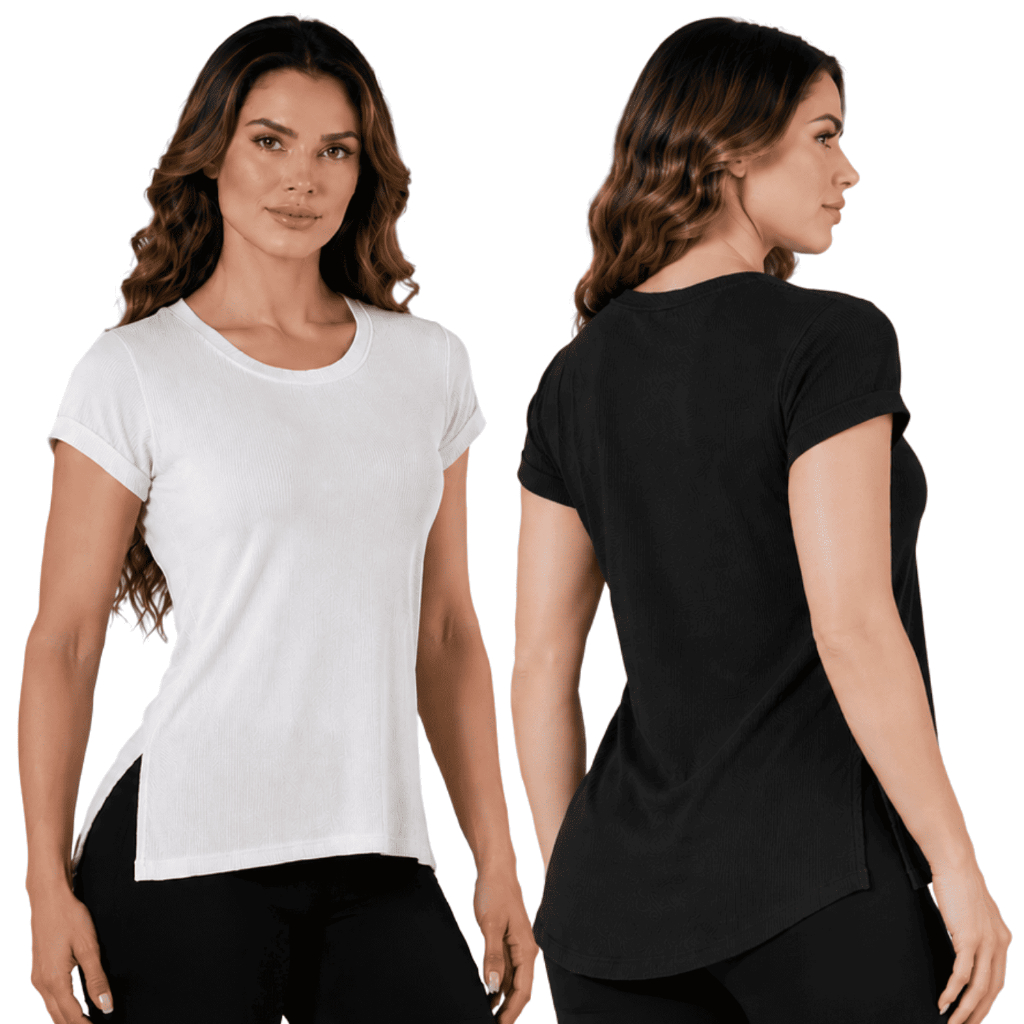 KIT 2 Camisetas Feminina Dry Fit Fitness Esportiva Confortável Treino Academia Corrida Yoga P M G GG
