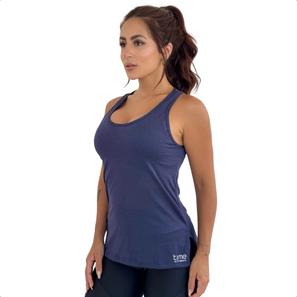 Regata Feminina Academia Dry Fit Tapa Bumbum Fitness Furadinha Blusa Tela Malhar Yoga Corrida