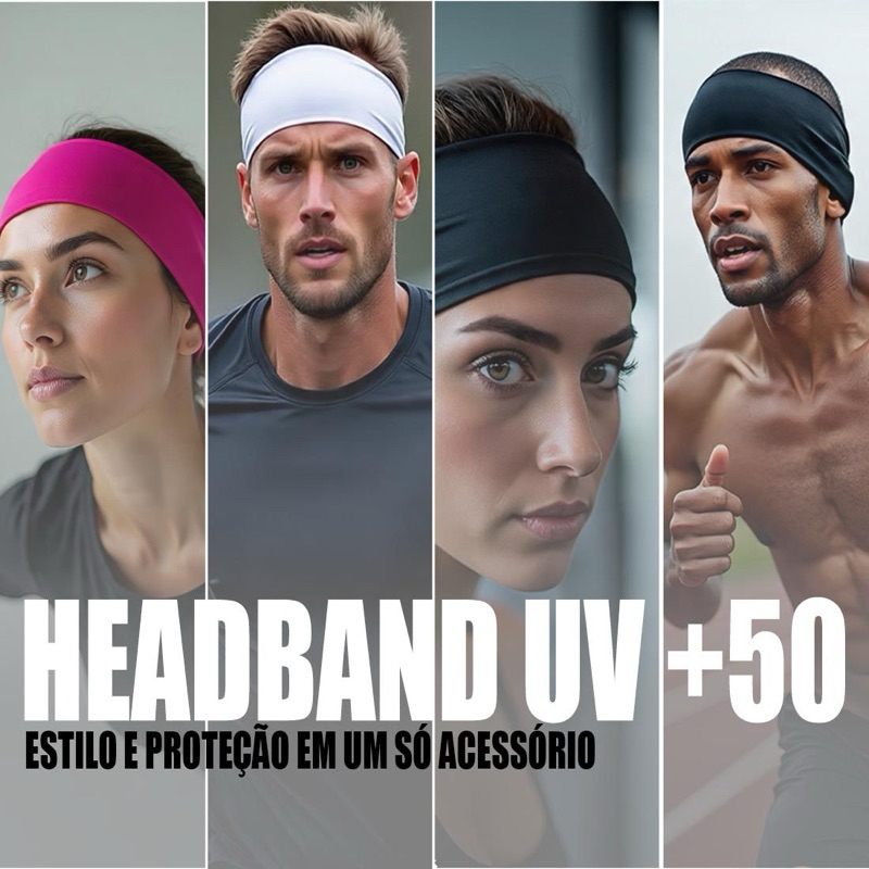 kit com 2 HeadBand  Tiara Faixa de cabelo em malha elástica Dryfit Yoga Crossfit Corrida Proteção UV