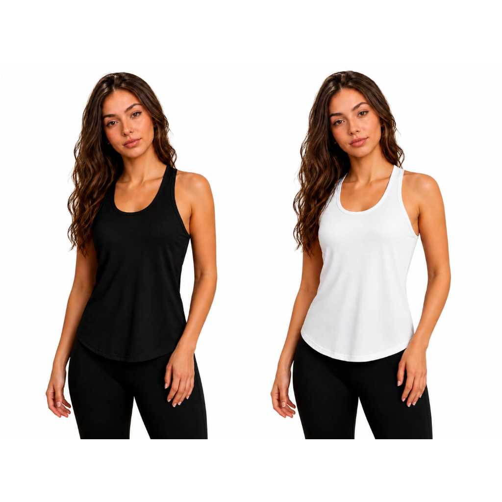 Kit 2 Camiseta Dry Fit Regata Feminina Tapa Bumbum Maior Atras Academia Treino Esportiva Esporte Corrida Yoga Pilates