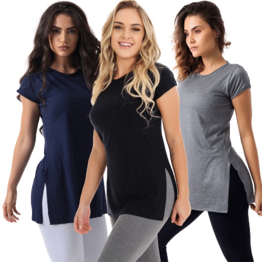KIT COM 3 BLUSAS VEST LEG BÁSICA ACADEMIA MULHER YOGA FITNESS DIA A DIA CASUAL CLICKMODA
