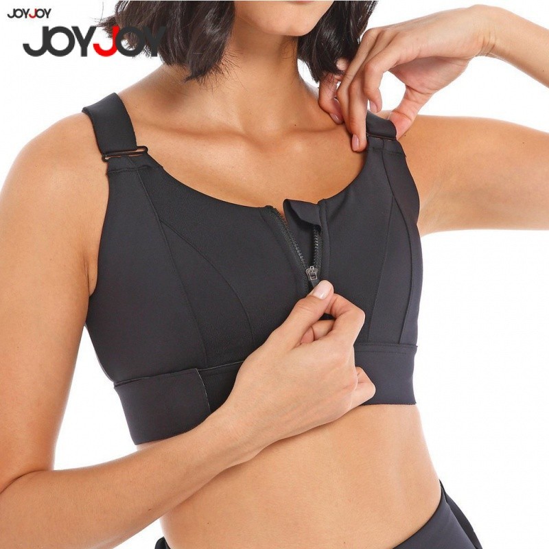 Joyjoy Suporte/sutiã esportivo/Top Impact/Top sutiã ginásio; Crop Top Yoga Colete com zíper frontal mais tamanho Alç