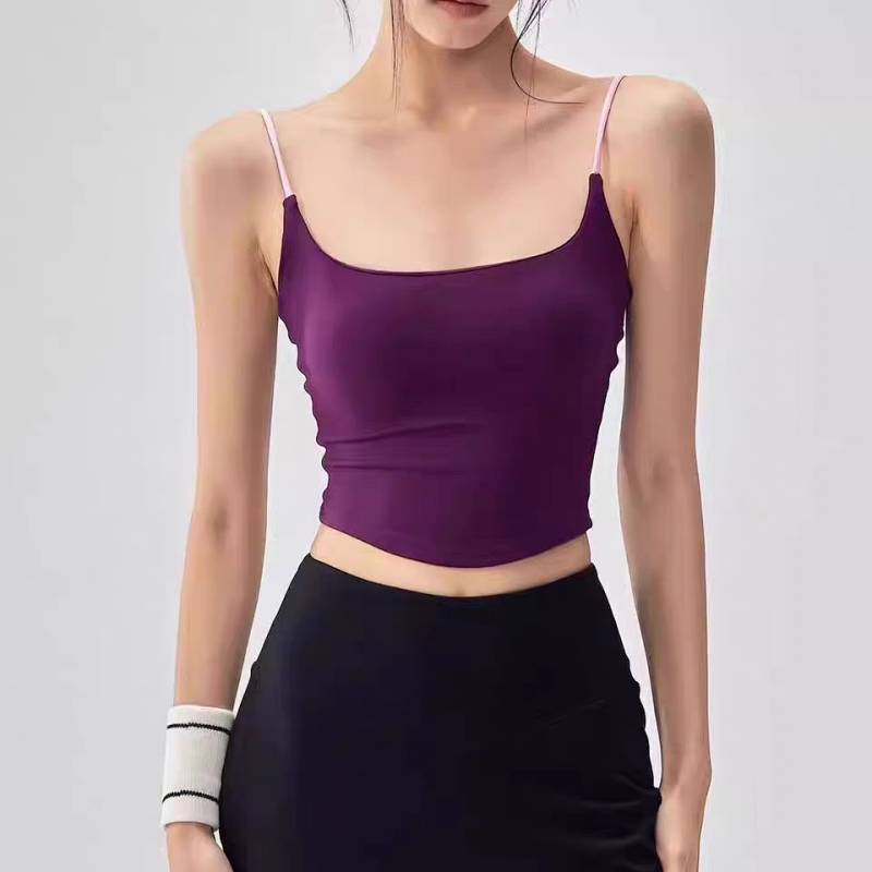 New Contrast Color Camisole One-Piece Sports Bra Shockproof Push-up Yoga Beauty Back Pilates Vest Breathable Strap WhbL