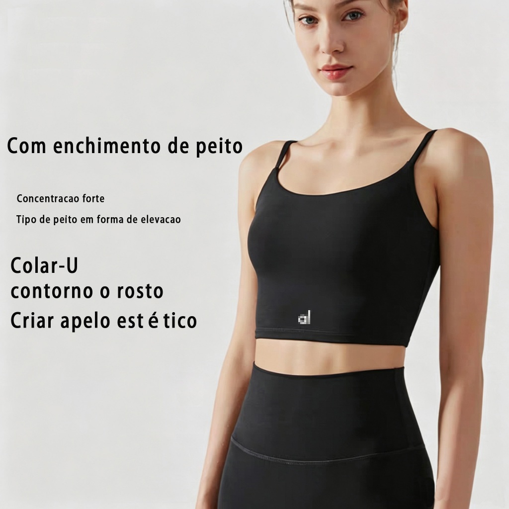 Sutiã Esportivo Feminino Compressão Racerback Crop Top Sem Costura Respirável Push Up Yoga Treino Fitness