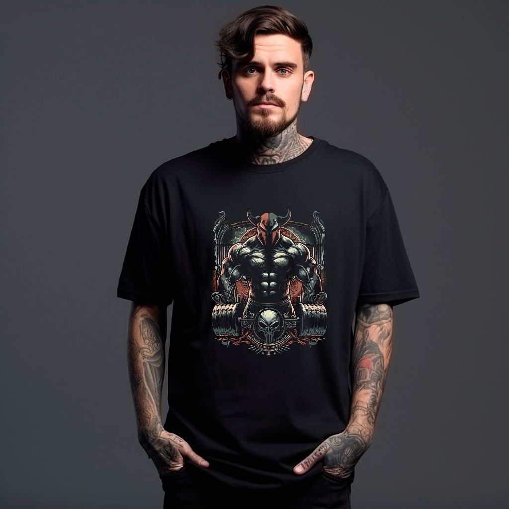 Camiseta Academia Touro Espartano GYM Estampado Camisa Algodão Premium Treino Pesado Imperdivel