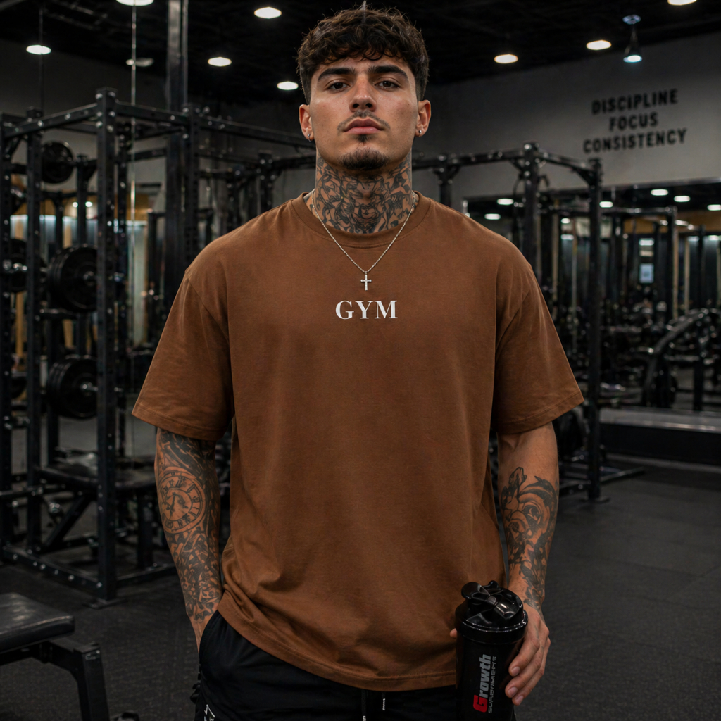 Camiseta Masculina Academia Oversized Treino Minimalista Gym Algodão Premium Leve Macia