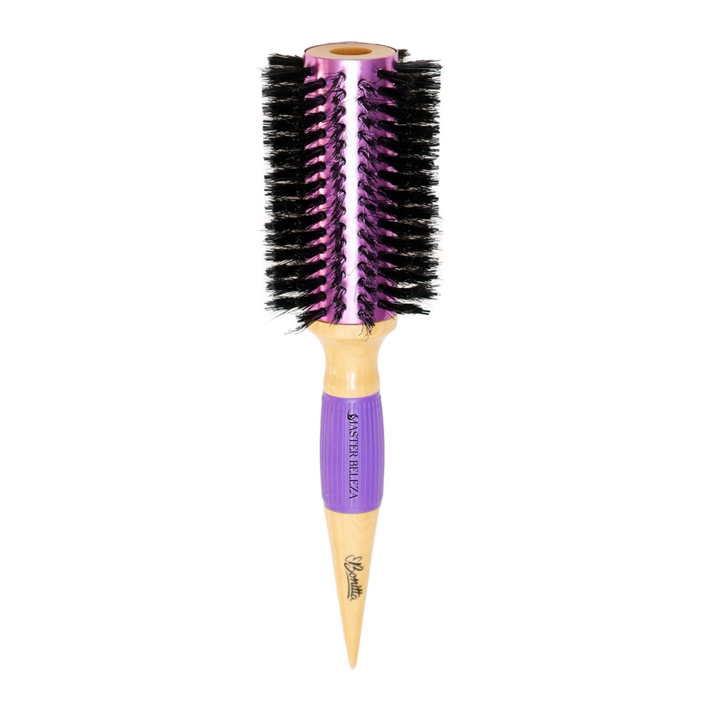 Escova De Cabelo Profissional Thermal Metallic Pro Wood 64mm Roxo Madeira