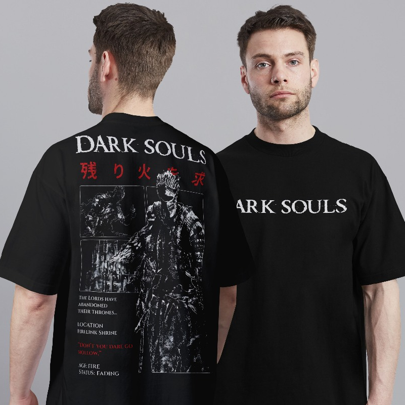 Camiseta Oversized Dark Souls Soul of Cinder Cruor 100% Algodão Unissex T-shirt Inverno