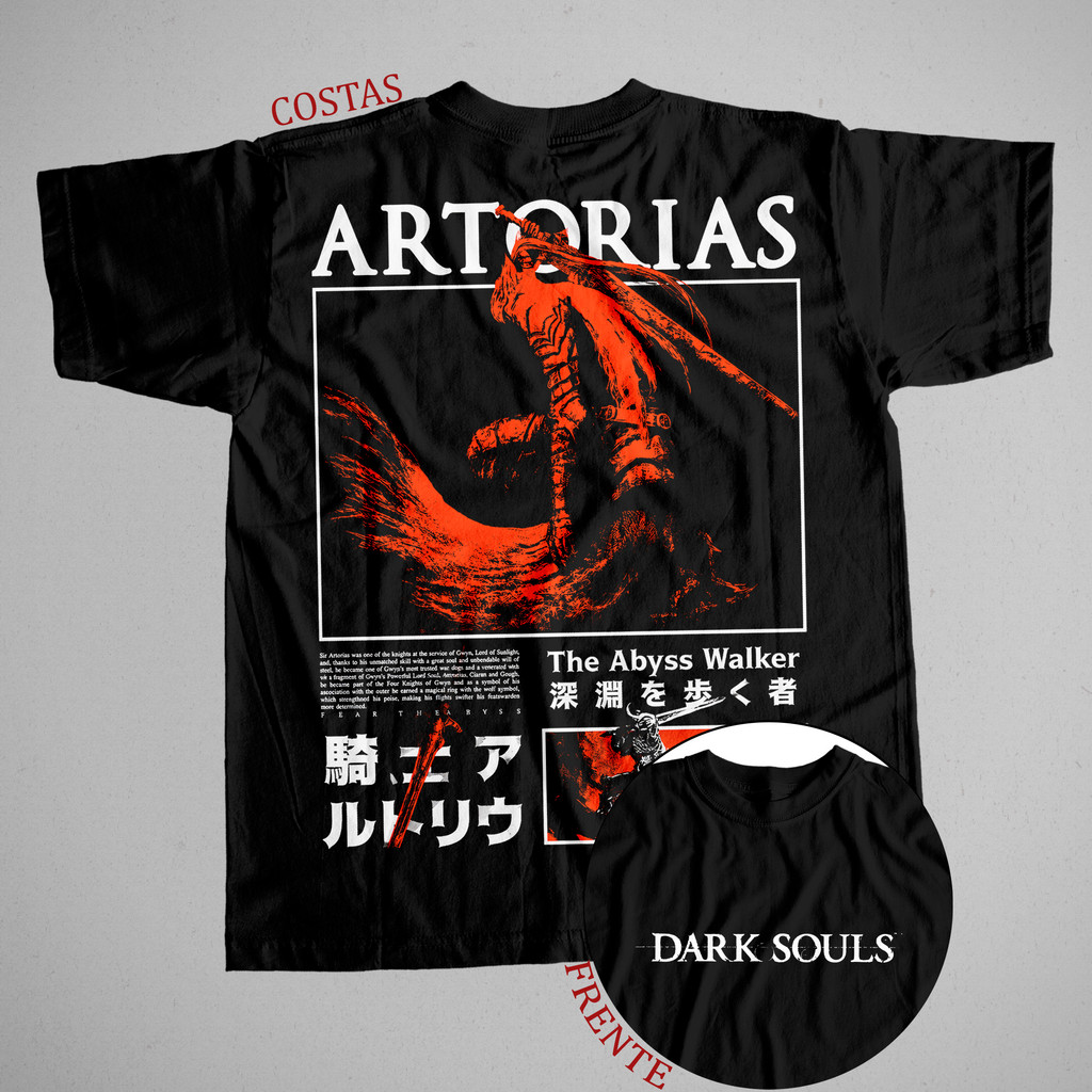Camiseta Dark Souls Artorias Abyss Walker RPG Gamer Preta 100% Algodão Masculina Plus Size
