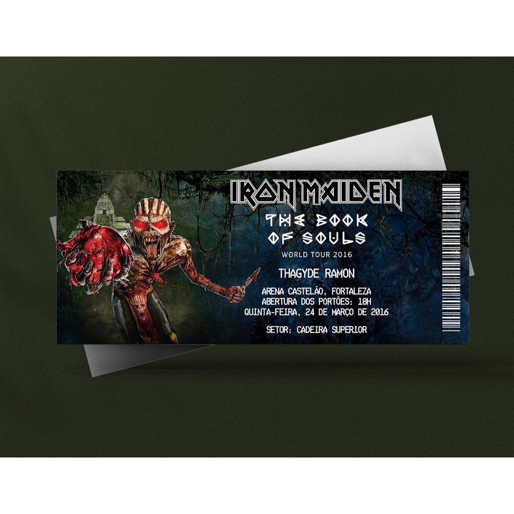 Ingresso Holográfico Personalizado Iron Maiden - The Book of Souls 2016