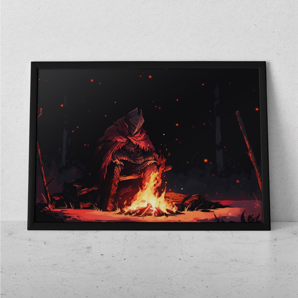 Quadro Decorativo Com Moldura Grande Dark Souls Decoração Gamer