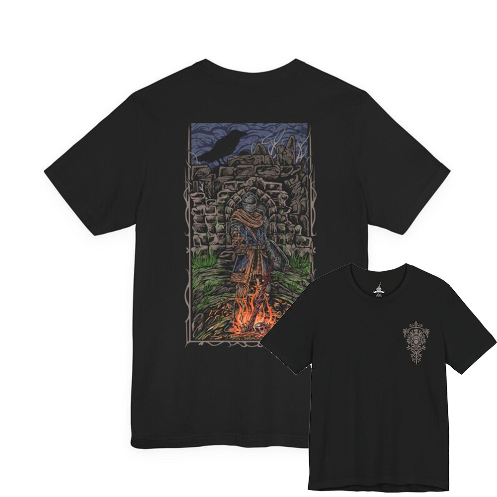 2026 Camiseta Masculina Feminina Estampa Bonfire Knight Dark Souls T-shirt Unissex Gamer Streetwear Envio Imediato