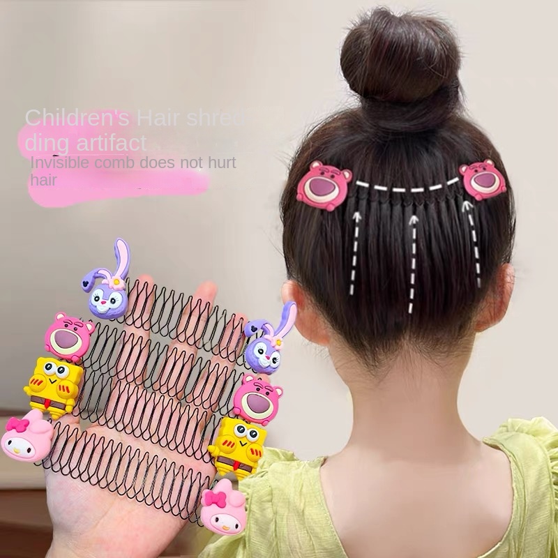 Novo Estilo Pente de Cabelo Quebrado para Crianças Ferramenta Útil para Pentear o Cabelo da Criança Strawberry Bear Star Dailu Invisible Back Head Hair Clip Little Girl Dance Hairpin Insert Comb