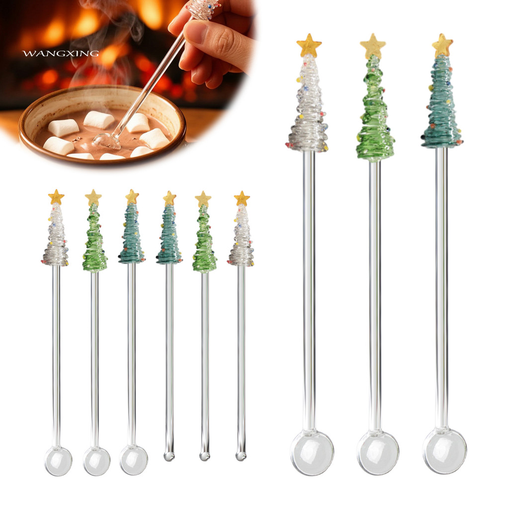 Handmade Borosilicate Glass Spoon Festive Kitchen Barware Accessory Stirring Stick – Heat Resistant Swizzle for Coffee